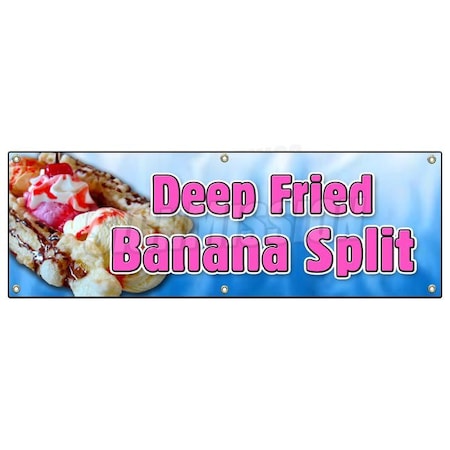 Signmission DEEP FRIED BANANA SPLIT BANNER SIGN banana deep batter syrup ice cream B-72 Deep Fried Banana Split